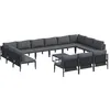 Image de vidaXL Ensemble de canapé de Jardin avec Coussin 14 pcs Noir Acier, Jardin et terrasse, canapé Moderne, mobilier extérieur, sièges Confortables, chaises relaxantes