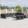 Image de vidaXL Ensemble de canapé de jardin avec coussin 14 pcs Noir Acier