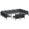 Image de vidaXL Ensemble de canapé de Jardin avec Coussin 11 pcs Noir Acier, Canapé Moderne pour Jardin et terrasse, sièges aérés, Relax au Patio, agencement Contemporain