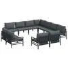 Image de vidaXL Ensemble de canapé de Jardin avec Coussin 11 pcs Noir Acier, Sofa Moderne en Acier pour Jardin et terrasse, mobilier Lounge Respirant, canapé Patio Qui sèche Vite