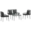 Image de vidaXL Ensemble de Meubles de Jardin 4 pcs Noir et Crème polyrotin, Mobilier de Jardin et terrasse, Coin Salon en rotin Moderne, chaises d'extérieur résistantes aux UV, Table