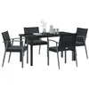 Image de vidaXL Ensemble de Salle à Manger pour Jardin 5 pcs Noir et Gris, Salon de Jardin, mobilier Tendance résistant aux UV, Parfait pour Repas en extérieur et soirées d'été