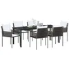 Image de vidaXL Ensemble de Salle à Manger pour Jardin 7 pcs Marron et Noir, Ensemble de Salle à Manger Jardin et terrasse, Moderne, mobilier extérieur résistant aux UV, Look Sympa pour Votre Printemps