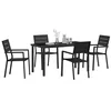 Image de vidaXL Ensemble de Salle à Manger pour Jardin 5 pcs Noir, Jardin et terrasse, Ensemble de Repas Moderne, Table rectangulaire, Meubles résistants aux UV, Style Printemps