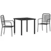 Image de vidaXL Ensemble de Salle à Manger pour Jardin 3 pcs Noir, Ensemble de Salle à Manger Moderne pour Jardin et terrasse, Table rectangulaire, mobilier élégant, résistant aux UV