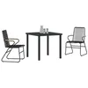 Image de vidaXL Ensemble de Salle à Manger pour Jardin 3 pcs Noir, Ensemble de Jardin Chic, Table rectangulaire Moderne, mobilier terrasse résistant UV pour Repas en Plein air, Design épuré