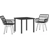 Image de vidaXL Ensemble de Salle à Manger pour Jardin 3 pcs Noir, Ensemble de Jardin et terrasse, Moderne, Durable, résistant aux UV, Parfait pour Vos Repas en Plein air et Vos retrouvailles