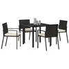 Image de vidaXL Ensemble de Salle à Manger pour Jardin 5 pcs Noir, Ensemble de Jardin et terrasse, mobilier de Salle à Manger extérieur, Design Moderne, Parfait pour Les Repas d'été