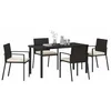 Image de vidaXL Ensemble de Salle à Manger pour Jardin 5 pcs Noir, Ensemble de Salle à Manger rectangulaire Moderne, mobilier d'extérieur, Jardin résistant aux UV, Arrangement Contemporain