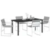Image de vidaXL Ensemble de Salle à Manger pour Jardin 5 pcs Blanc, Ensemble de Jardin et de terrasse, rectangulaire, Moderne, résistant aux UV, à l'eau, Table à Manger et chaises d'extérieur