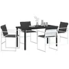 Image de vidaXL Ensemble de Salle à Manger pour Jardin 5 pcs Blanc, Ensemble de Jardin et de terrasse, rectangulaire, Moderne, résistant aux UV, à l'eau, Table à Manger et chaises d'extérieur