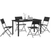 Image de vidaXL Ensemble de Salle à Manger pour Jardin 5 pcs Noir, Ensemble de Jardin et terrasse, rectangulaire, Moderne, Pliable, réglable en Hauteur, idéal pour Le Printemps