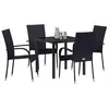 Image de vidaXL Ensemble de Salle à Manger pour Jardin 5 pcs Noir, Set de Salle à Manger al Fresco, Meubles de Jardin contemporains pour Le Divertissement en extérieur, Durable pour Les espaces de Jardin