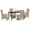 Image de vidaXL Ensemble de Salle à Manger pour Jardin 5 pcs Beige polyrotin, Ensemble de Salle à Manger en rotin Moderne, léger et Durable, Parfait pour Le Jardin et la terrasse