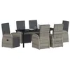 Image de vidaXL Ensemble de Salle à Manger pour Jardin 7 pcs Gris polyrotin, Ensemble Moderne pour Jardin et terrasse, sièges en Poly rotin légers, Table en Verre trempé, mobilier Sympa