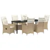 Image de vidaXL Ensemble de Salle à Manger pour Jardin 7 pcs Beige polyrotin, Ensemble de Salle à Manger Moderne pour Jardin et terrasse, mobilier léger et résistant pour Vos Repas en extérieur