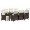 Image de vidaXL Ensemble de Salle à Manger pour Jardin 9 pcs Marron polyrotin, Ensemble de Salle à Manger Moderne pour Jardin et terrasse, mobilier léger et résistant pour Vos Repas en extérieur