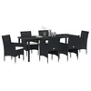 Image de vidaXL Ensemble de Salle à Manger pour Jardin 7 pcs Noir polyrotin, Ensemble de Jardin et terrasse, mobilier en rotin léger, Parfait pour Vos Repas en extérieur, Moments en Famille