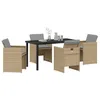 Image de vidaXL Ensemble de Salle à Manger pour Jardin 5 pcs Beige polyrotin, Ensemble de Jardin et terrasse, mobilier d'extérieur léger, Moderne, pour Un été agréable en rotin