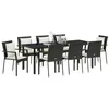 Image de vidaXL Ensemble de Salle à Manger pour Jardin 9 pcs Noir Poly rotin, Mobilier extérieur Moderne, pour Jardin et terrasse, Tissu résistant aux Taches, Confort Optimal, Ensemble détente