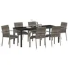 Image de vidaXL Ensemble de Salle à Manger pour Jardin 7 pcs Gris polyrotin, Ensemble de Repas Moderne pour Jardin et terrasse, léger, Robuste, mobilier extérieur résistant, sièges rembourrés