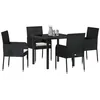 Image de vidaXL Ensemble de Salle à Manger pour Jardin 5 pcs Noir polyrotin, Ensemble de Jardin et terrasse, mobilier d'extérieur léger, en Poly rotin, résistant aux intempéries, Table en Verre