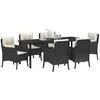 Image de vidaXL Ensemble de Salle à Manger pour Jardin 7 pc Noir polyrotin