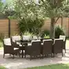 Image de vidaXL Ensemble de salle à manger pour jardin 9 pcs Marron polyrotin