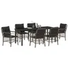 Image de vidaXL Ensemble de Salle à Manger pour Jardin 7 pcs Gris polyrotin, Ensemble de Jardin Chic, mobilier Moderne d'extérieur, résistant aux intempéries, Poly rotin élégant
