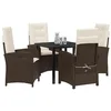 Image de vidaXL Ensemble de Salle à Manger pour Jardin 5 pcs Marron polyrotin, Ensemble de Salle à Manger Moderne, mobilier d'extérieur, Poly rotin Durable, Cadre en Acier, résistant aux intempéries