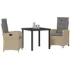 Image de vidaXL Ensemble de Salle à Manger pour Jardin 3 pcs Beige polyrotin, Ensemble de Salle à Manger Moderne, mobilier d'extérieur, Poly rotin Durable, Cadre en Acier, résistant aux intempéries