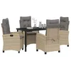 Image de vidaXL Ensemble de Salle à Manger pour Jardin 5 pcs Beige polyrotin, Mobilier d'extérieur Contemporain, Ensemble de Salle à Manger Tendance, résistant aux intempéries, Cadre en Acier Solide
