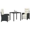 Image de vidaXL Ensemble de Salle à Manger pour Jardin 3 pcs Noir polyrotin, Ensemble de Repas en Acier Moderne, mobilier d'extérieur résistant, idéal pour Terrace et Jardin, été assuré