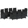 Image de vidaXL Ensemble de Salle à Manger pour Jardin 9 pcs Noir polyrotin, Ensemble de Repas en Acier Moderne pour Jardin et terrasse, mobilier extérieur résistant, Table Patio, assises d'été
