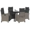Image de vidaXL Ensemble de Salle à Manger pour Jardin 5 pcs Gris polyrotin, Ensemble de Repas en Acier Moderne, mobilier d'extérieur résistant, idéal pour Terrace et Jardin, été assuré