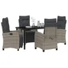 Image de vidaXL Ensemble de Salle à Manger pour Jardin 5 pcs Gris polyrotin, Ensemble de Repas en Acier Moderne pour Jardin et terrasse, mobilier extérieur résistant, Table Patio, assises d'été