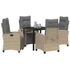 Image de vidaXL Ensemble de Salle à Manger pour Jardin 5 pcs Beige polyrotin, Ensemble de Repas en Acier Moderne pour Jardin et terrasse, mobilier extérieur résistant, Table Patio, assises d'été