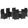 Image de vidaXL Ensemble de Salle à Manger pour Jardin 7 pcs Noir polyrotin, Ensemble de Jardin Chic, Meubles en Poly rotin, Table en Verre, chaises en Acier, Dossier réglable