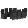 Image de vidaXL Ensemble de Salle à Manger pour Jardin 9 pcs Noir polyrotin, Ensemble de Jardin Moderne rectangulaire, Repose-Pieds Ajustables, sièges en Poly rotin, Table en Verre pour extérieur
