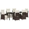 Image de vidaXL Ensemble de Salle à Manger pour Jardin 7 pcs Marron polyrotin, Ensemble de Jardin Moderne rectangulaire, Repose-Pieds Ajustables, sièges en Poly rotin, Table en Verre pour extérieur