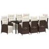 Image de vidaXL Ensemble de Salle à Manger pour Jardin 9 pcs Marron polyrotin, Ensemble de Jardin Moderne rectangulaire, Repose-Pieds Ajustables, sièges en Poly rotin, Table en Verre pour extérieur