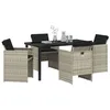 Image de vidaXL Ensemble de Salle à Manger pour Jardin 5 pcs Gris Clair, Mobilier de Jardin Moderne, Ensemble de Repas Chic pour des Repas en Plein air, résistant aux intempéries