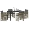Image de vidaXL Ensemble de Salle à Manger pour Jardin 5 pcs Gris, Jardin et terrasse, Ensemble de Salle à Manger Rectangle Moderne, Ensembles de Jardin Pliables, Collection de Meubles en Poly Rattan