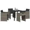 Image de vidaXL Ensemble de Salle à Manger pour Jardin 5 pcs Gris polyrotin, Mobilier en rotin Moderne pour Jardin et terrasse, Repas Durable, Espace Lounge, agencement été