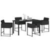Image de vidaXL Ensemble de Salle à Manger pour Jardin 5 pcs Noir polyrotin, Ensemble de Salle à Manger de Jardin et terrasse, mobilier Moderne, résistant Poly rotin, Acier