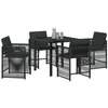 Image de vidaXL Ensemble de Salle à Manger pour Jardin 5 pcs Noir polyrotin, Ensemble de Jardin Chic, mobilier Moderne pour terrasse, chaises ergonomiques Confortables, Table en Verre