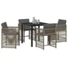 Image de vidaXL Ensemble de Salle à Manger pour Jardin 5 pcs Gris polyrotin, Ensemble de Jardin Chic, mobilier Moderne pour terrasse, chaises ergonomiques Confortables, Table en Verre