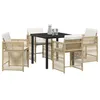 Image de vidaXL Ensemble de Salle à Manger pour Jardin 5 pcs Beige polyrotin, Ensemble de Jardin Chic, mobilier Moderne pour terrasse, chaises ergonomiques Confortables, Table en Verre