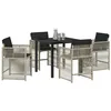 Image de vidaXL Ensemble de Salle à Manger pour Jardin 5 pcs Gris Clair, Ensemble de Jardin Chic, mobilier Moderne pour terrasse, chaises ergonomiques Confortables, Table en Verre