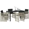 Image de vidaXL Ensemble de Salle à Manger pour Jardin 5 pcs Gris Clair, Ensemble de Jardin Chic, mobilier Moderne pour terrasse, chaises ergonomiques Confortables, Table en Verre
